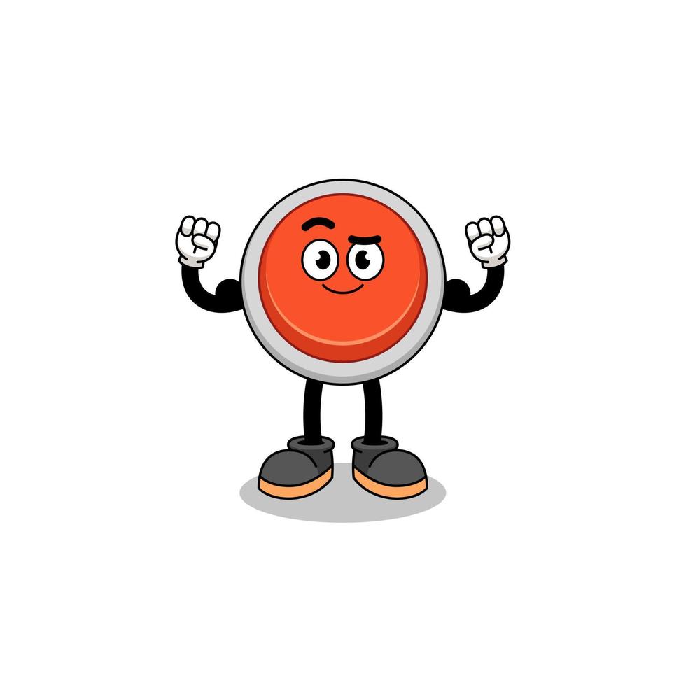 Mascot cartoon of emergency button posing with muscle vector
