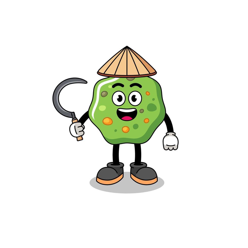 Illustration of puke as an asian farmer vector