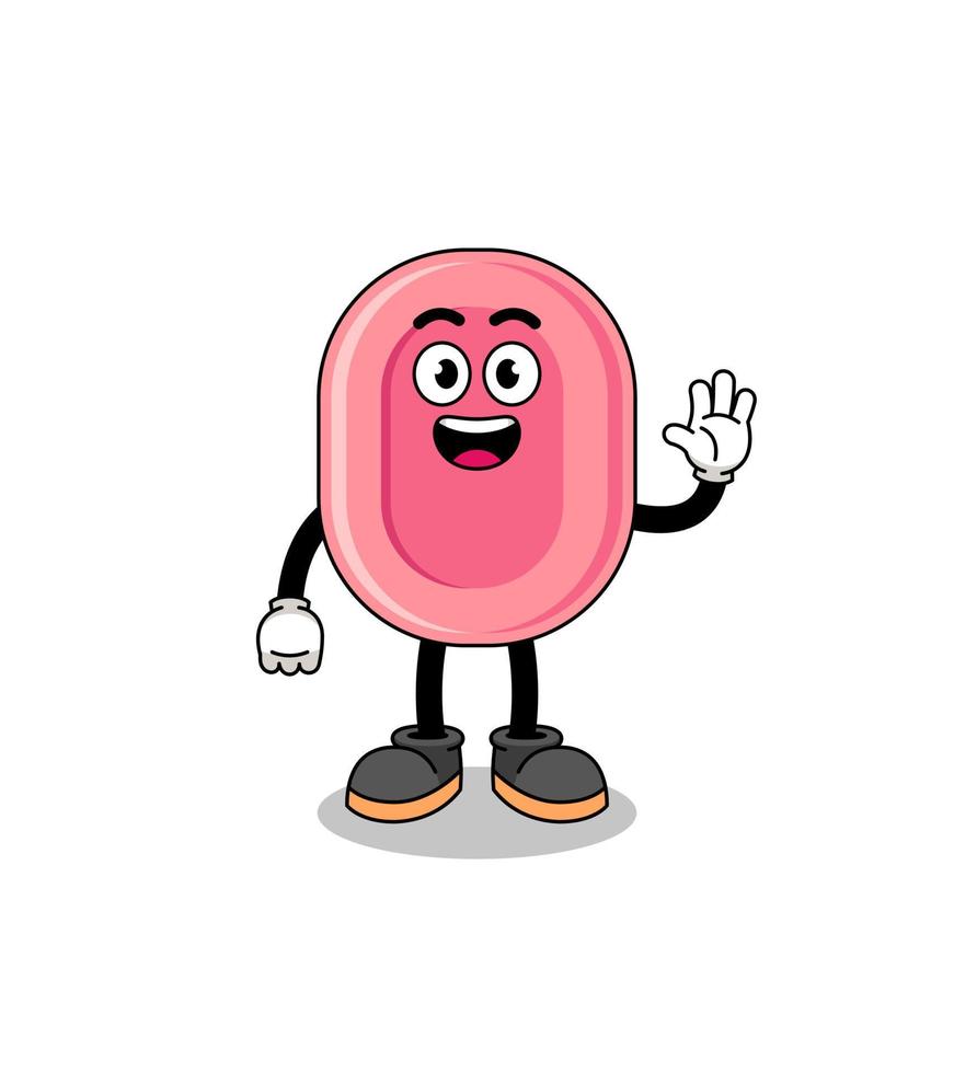 soap cartoon doing wave hand gesture vector