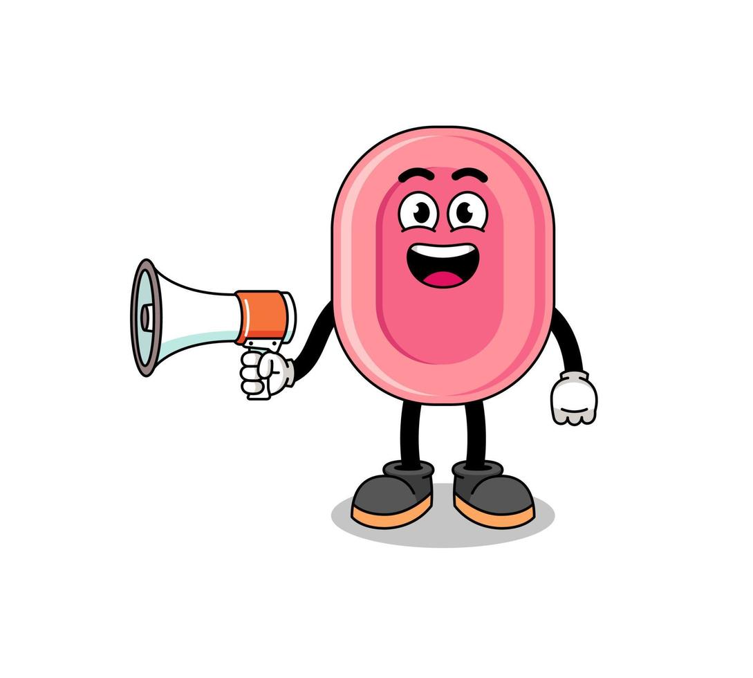 soap cartoon illustration holding megaphone vector
