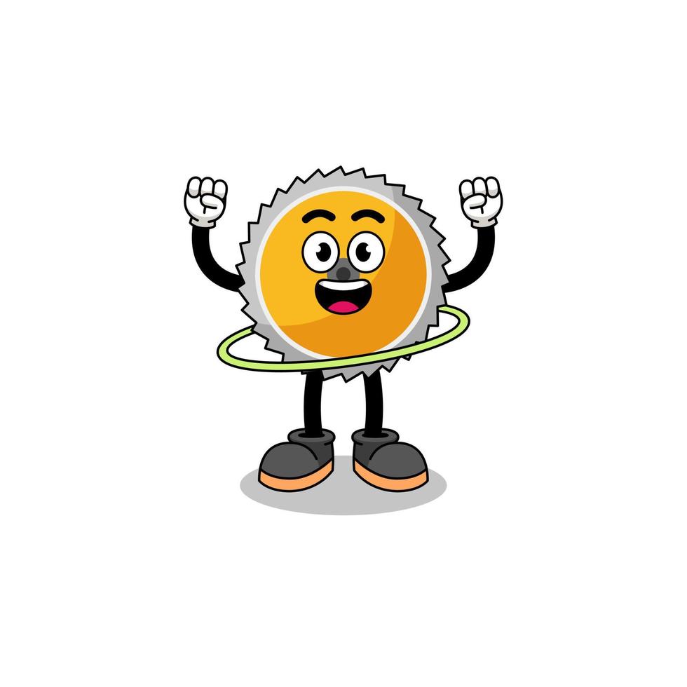 Character Illustration of saw blade playing hula hoop vector