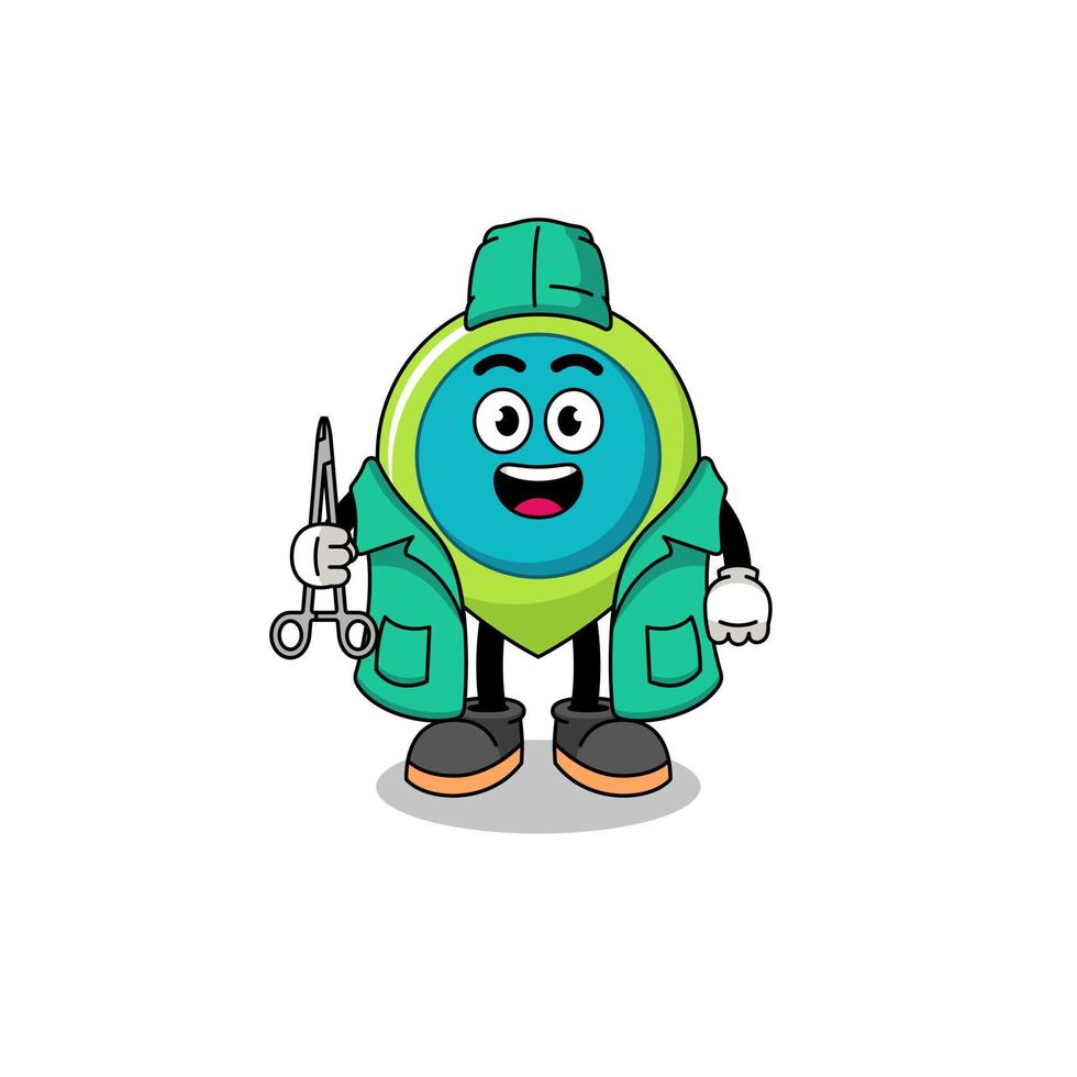 Illustration of location symbol mascot as a surgeon vector