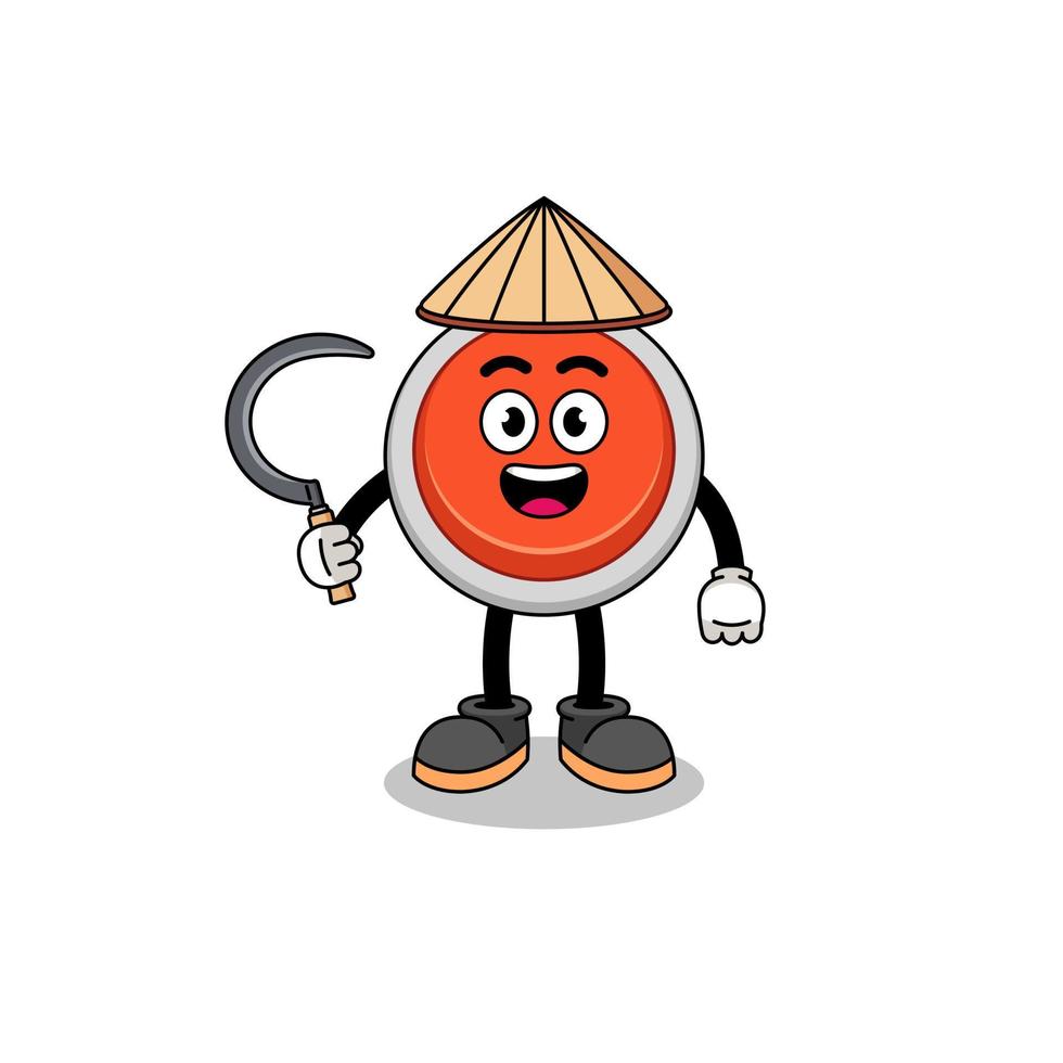 Illustration of emergency button as an asian farmer vector