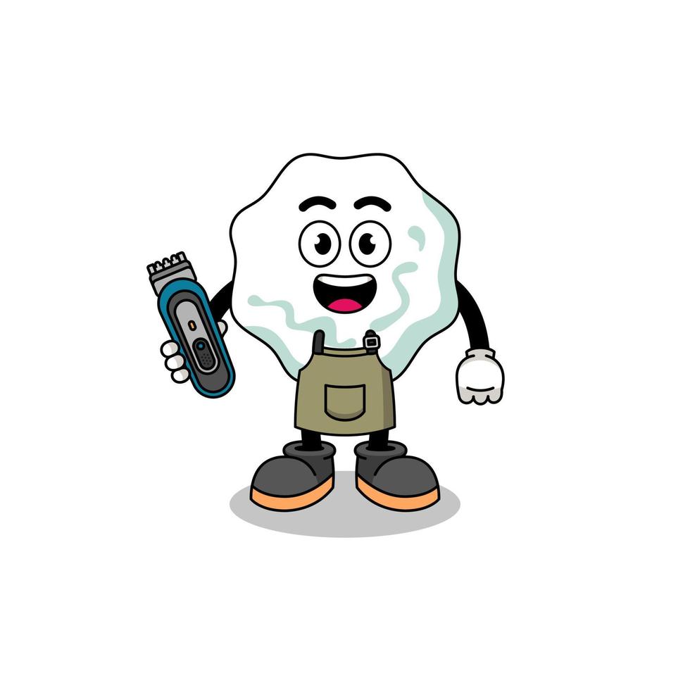 Cartoon Illustration of chewing gum as a barber man vector