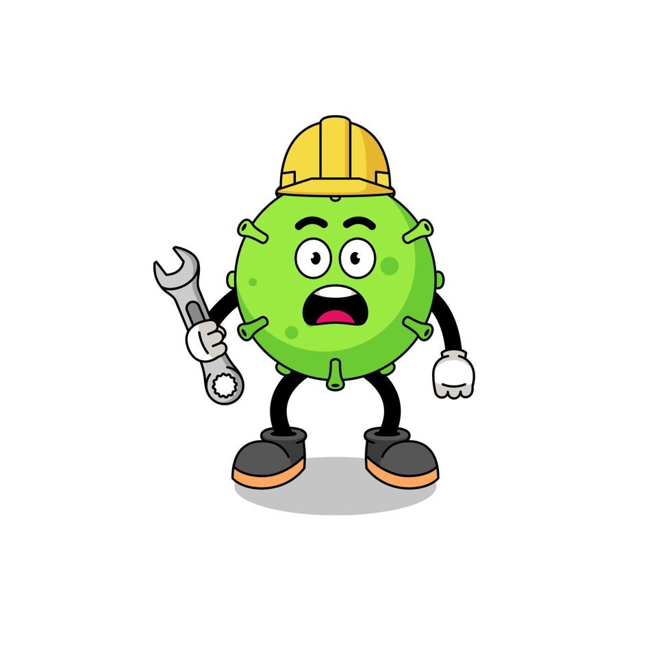 ilustración de personaje de virus con error 404 vector