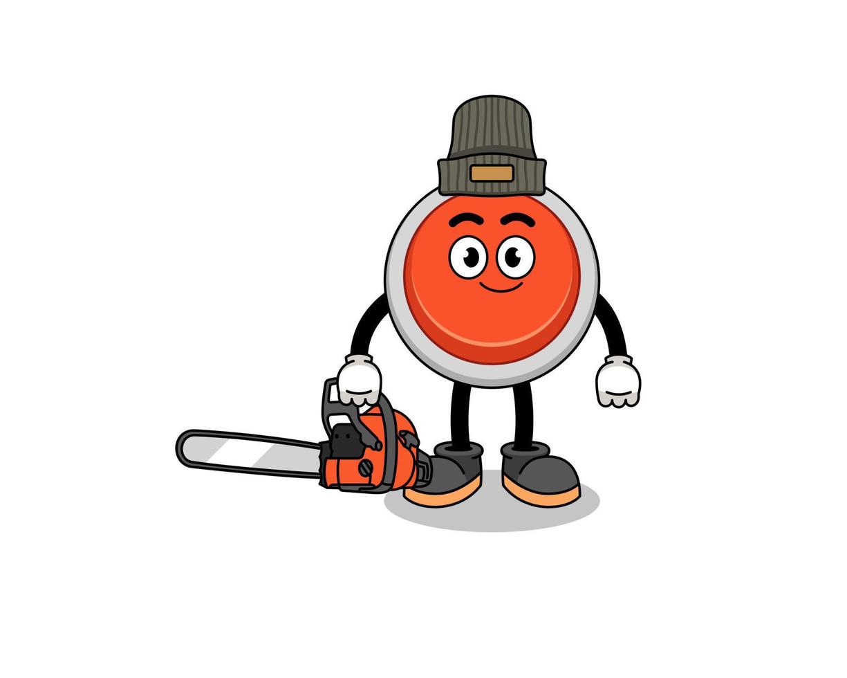 emergency button illustration cartoon as a lumberjack vector