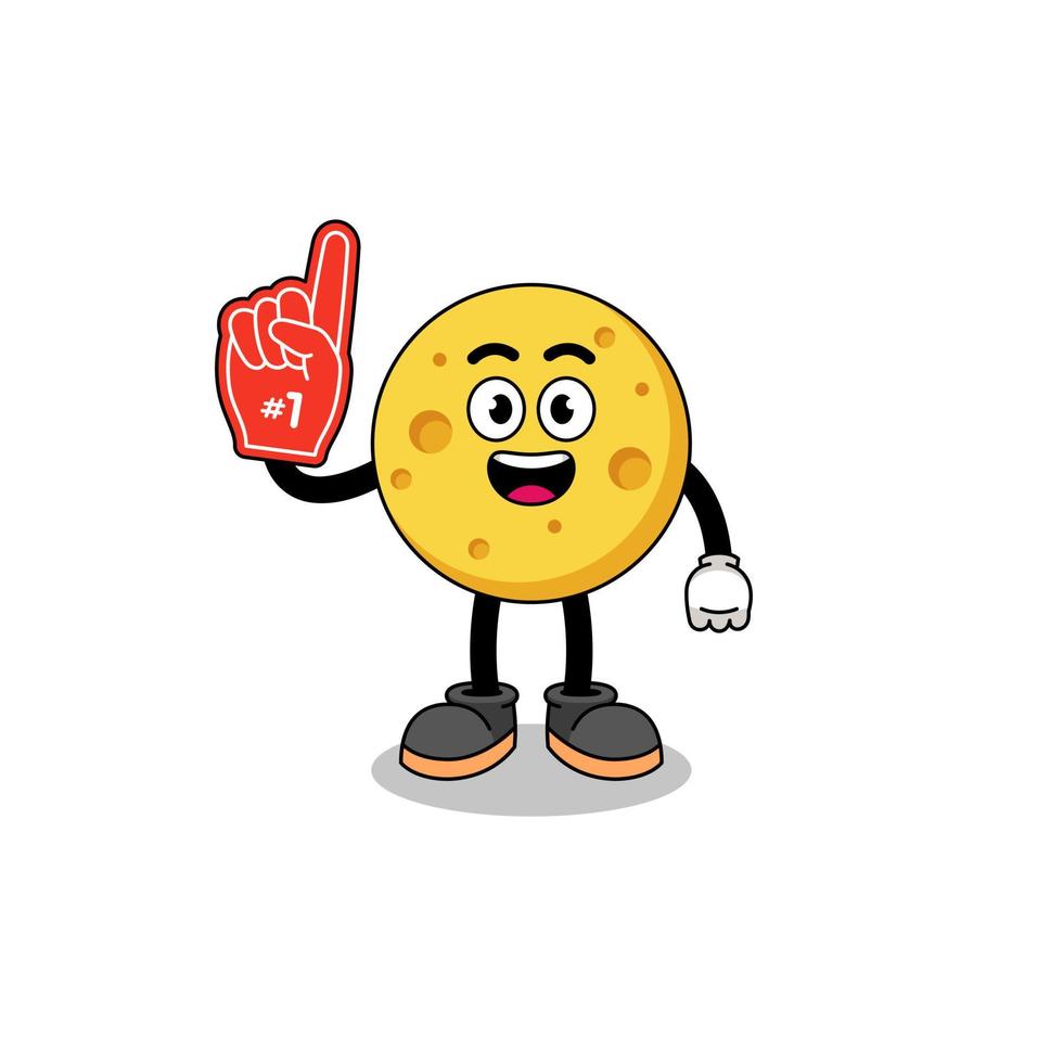 Cartoon mascot of round cheese number 1 fans vector