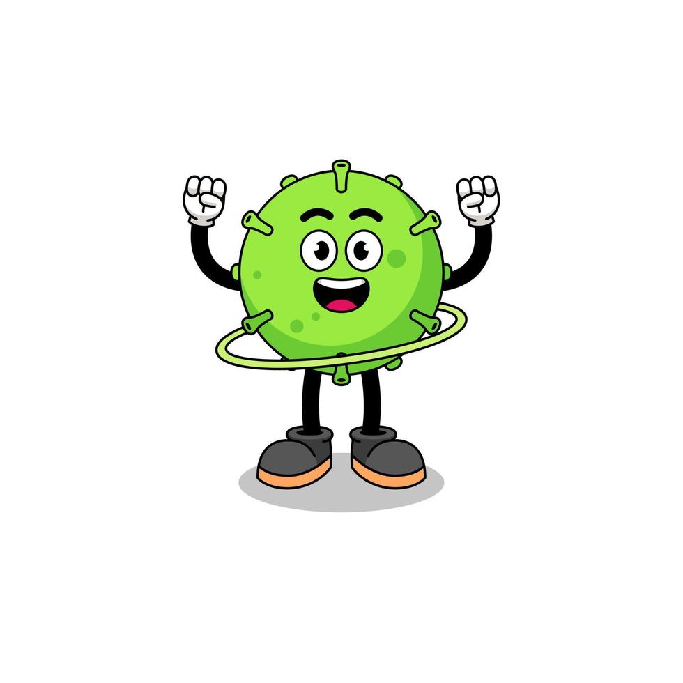 Character Illustration of virus playing hula hoop vector