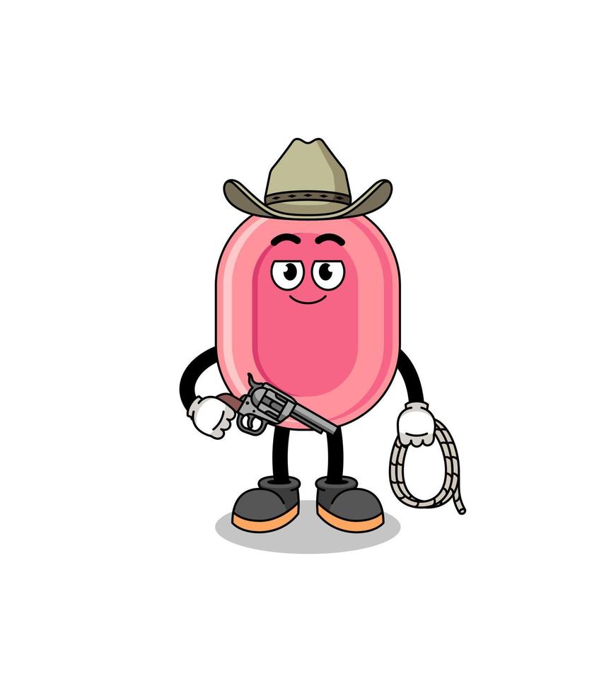 Character mascot of soap as a cowboy vector