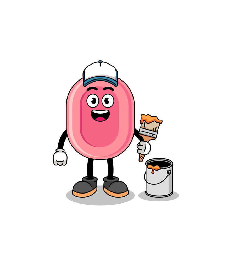 Character mascot of soap as a painter vector