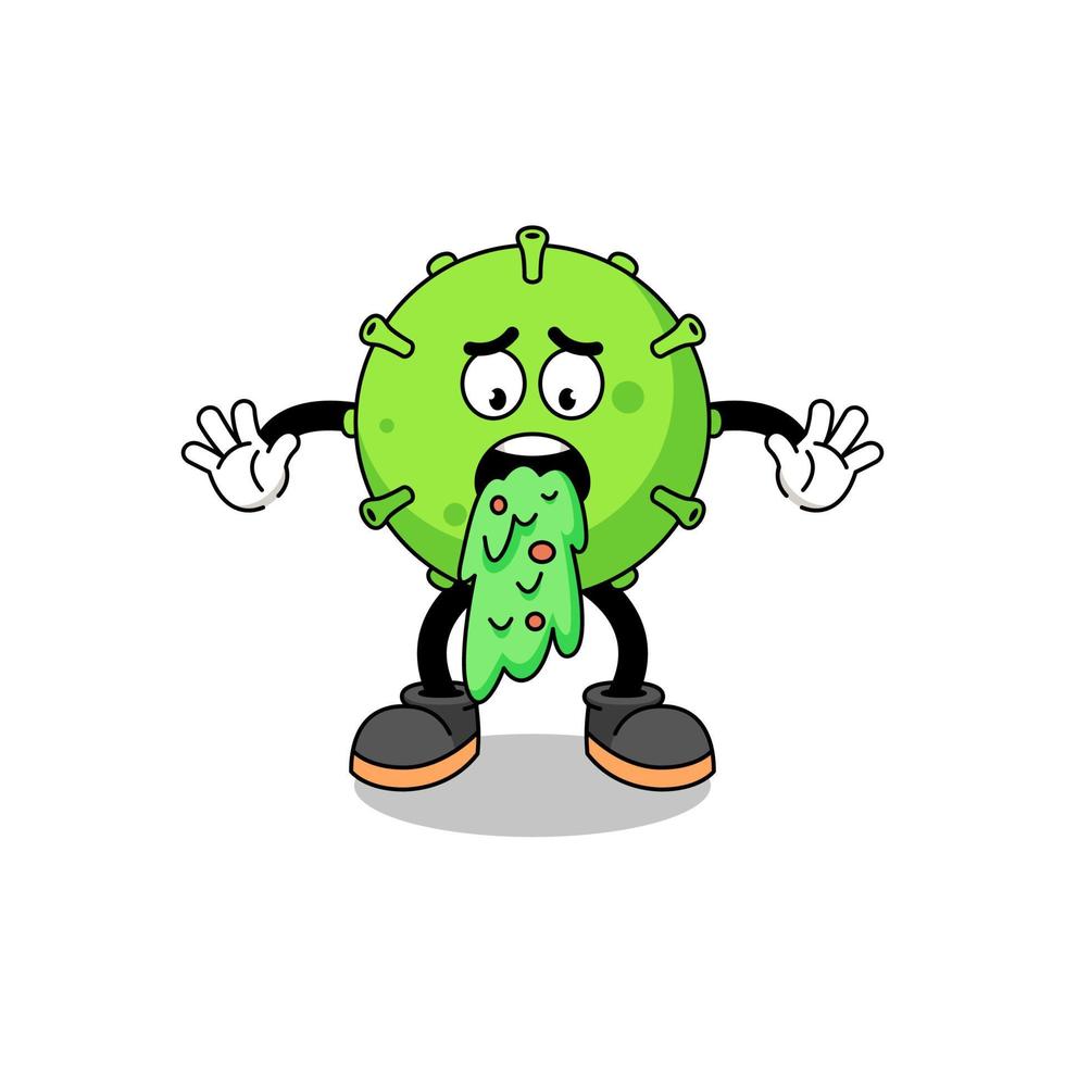 virus mascot cartoon vomiting vector