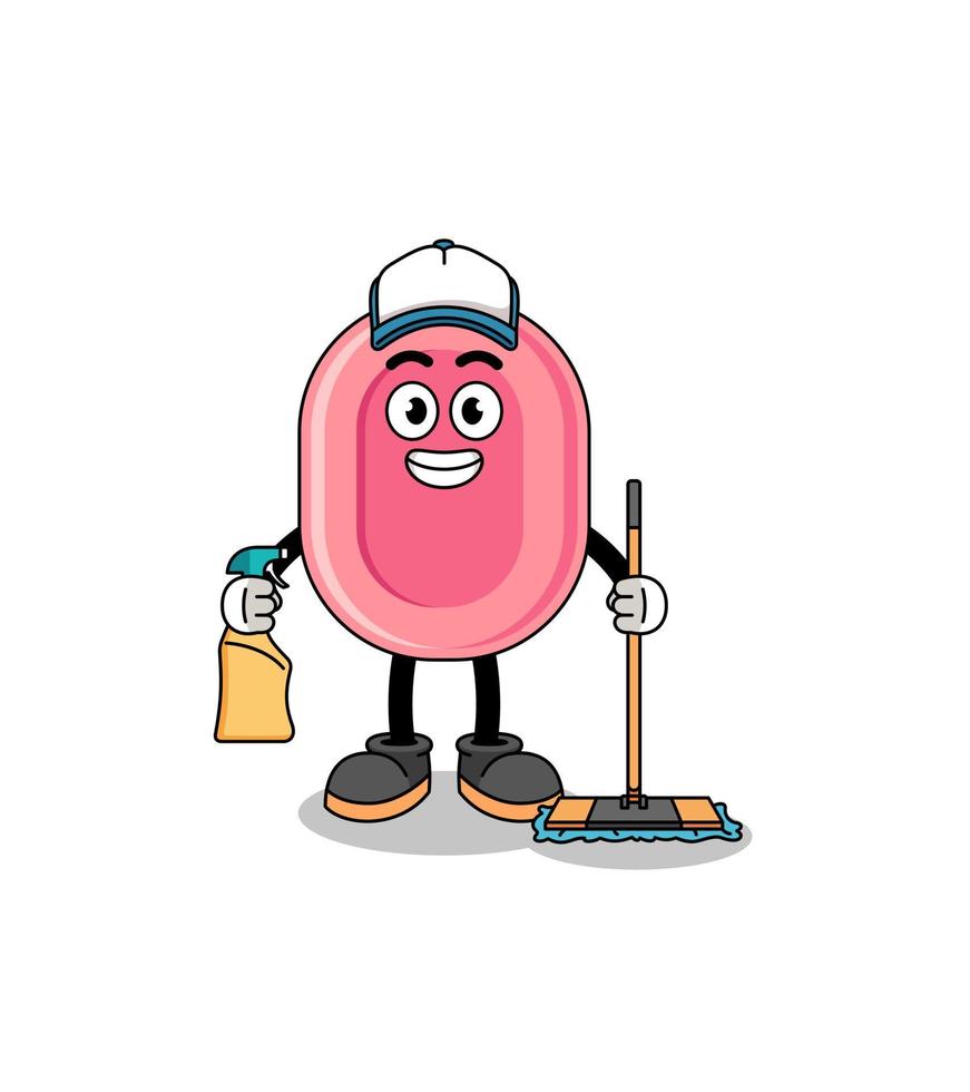 Character mascot of soap as a cleaning services vector