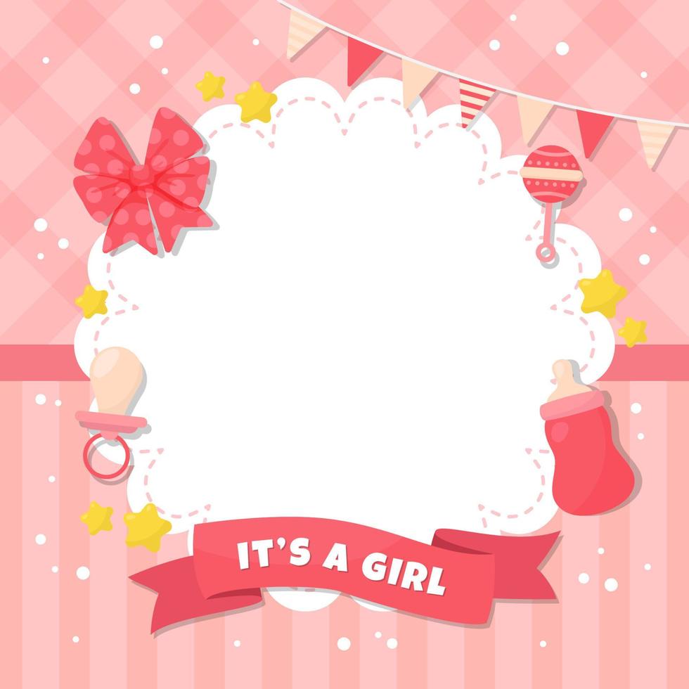 Baby Girl Pink Background in Flat Style vector