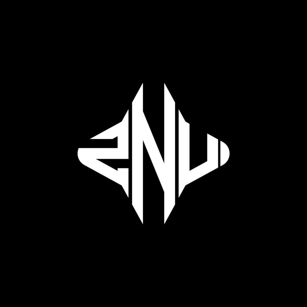 diseño creativo del logotipo de la letra znu con gráfico vectorial vector