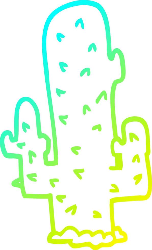 cold gradient line drawing cartoon cactus vector