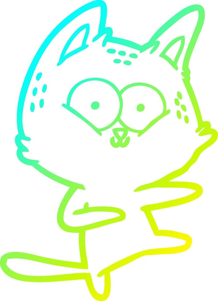 cold gradient line drawing cartoon cat dancing vector
