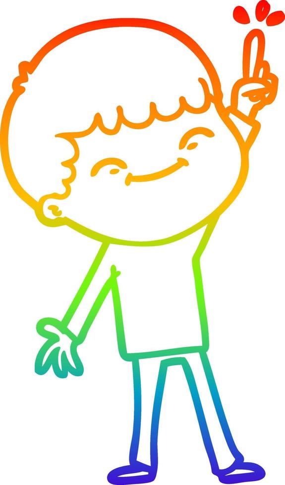 rainbow gradient line drawing cartoon happy boy vector