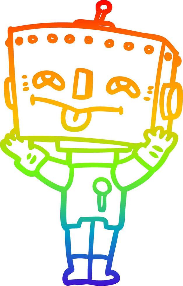 rainbow gradient line drawing cartoon robot vector