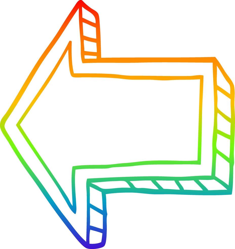 rainbow gradient line drawing cartoon directing arrow vector