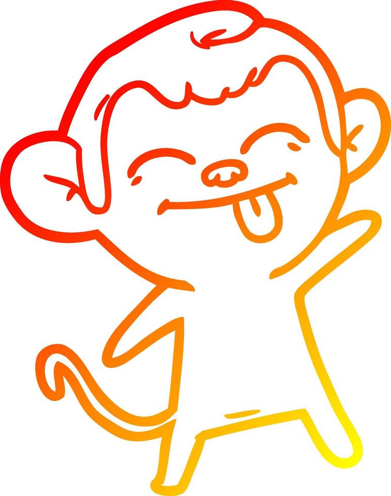warm gradient line drawing funny cartoon monkey vector