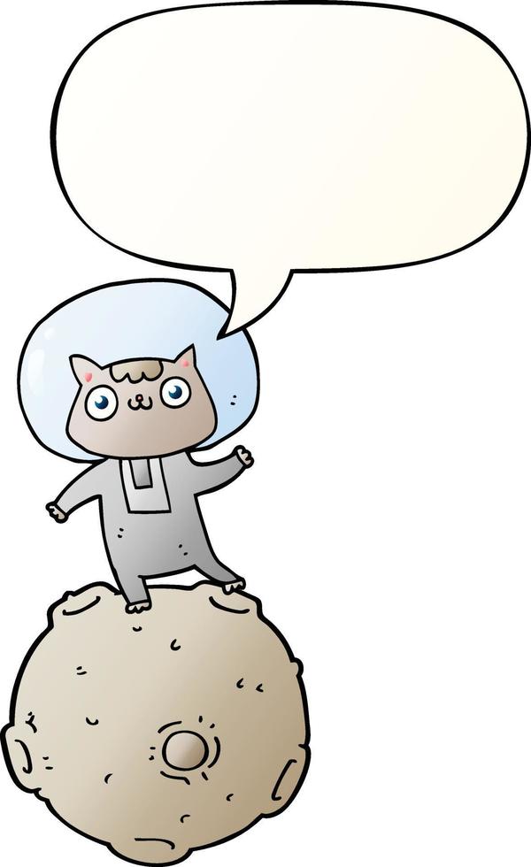 cute cartoon astronaut cat and speech bubble in smooth gradient style vector