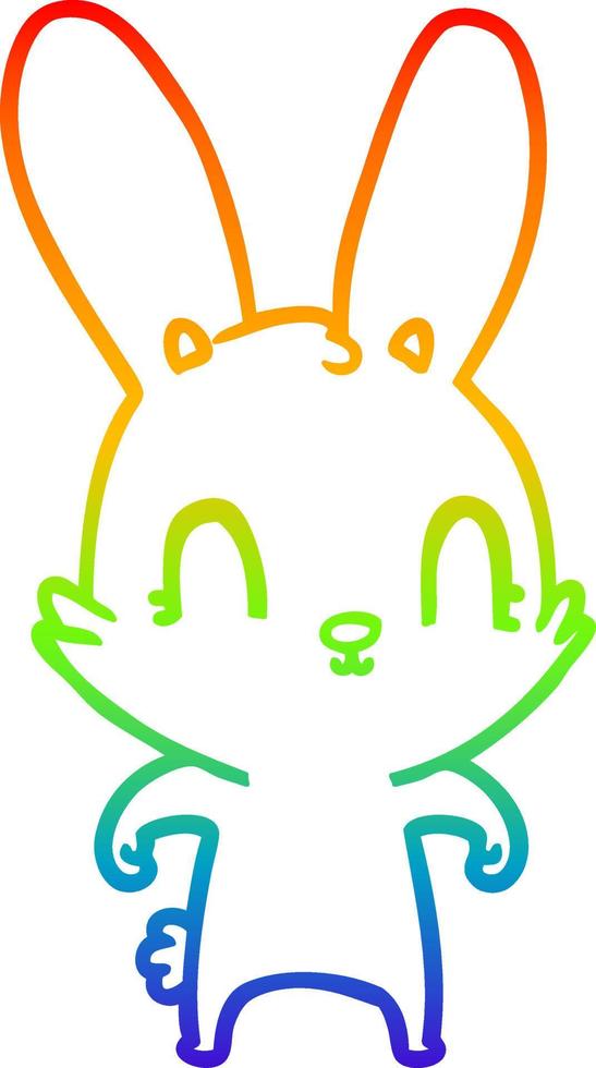 rainbow gradient line drawing cute cartoon rabbit vector
