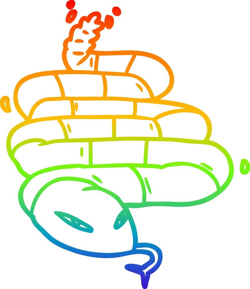 dibujo de línea de gradiente de arco iris serpiente venenosa de dibujos animados vector