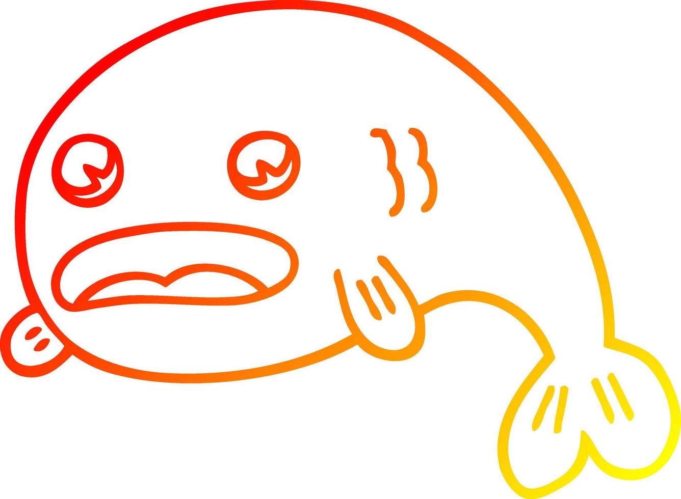 warm gradient line drawing cartoon fish vector