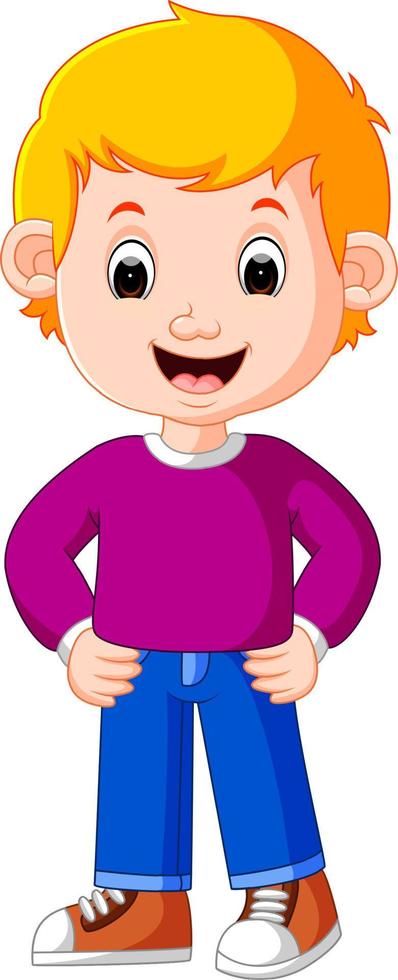 Cute boy cartoon good posing vector