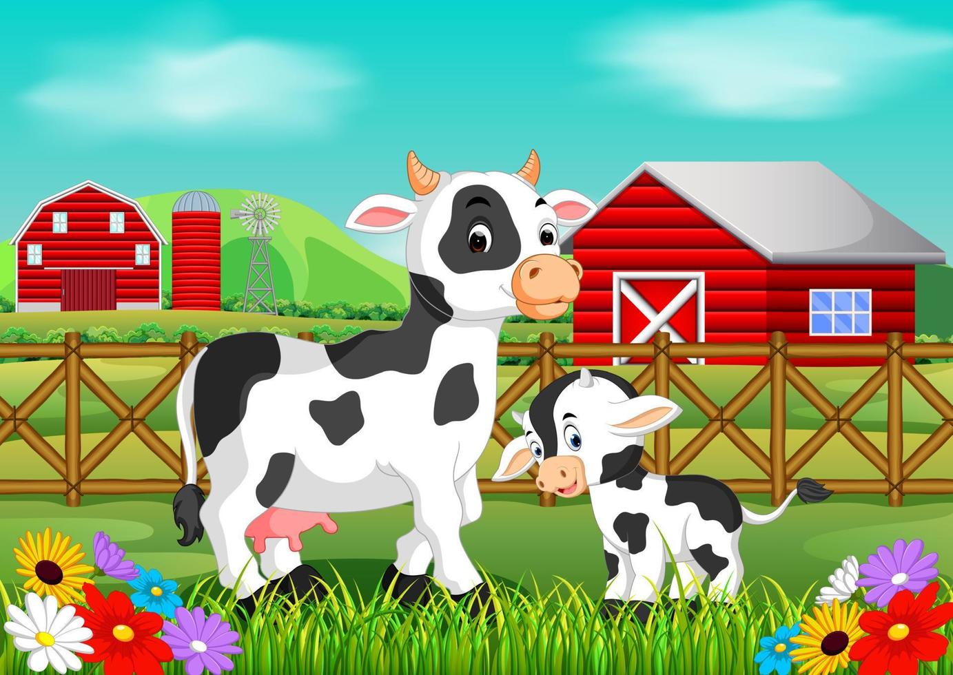 cute cow in the farm vector