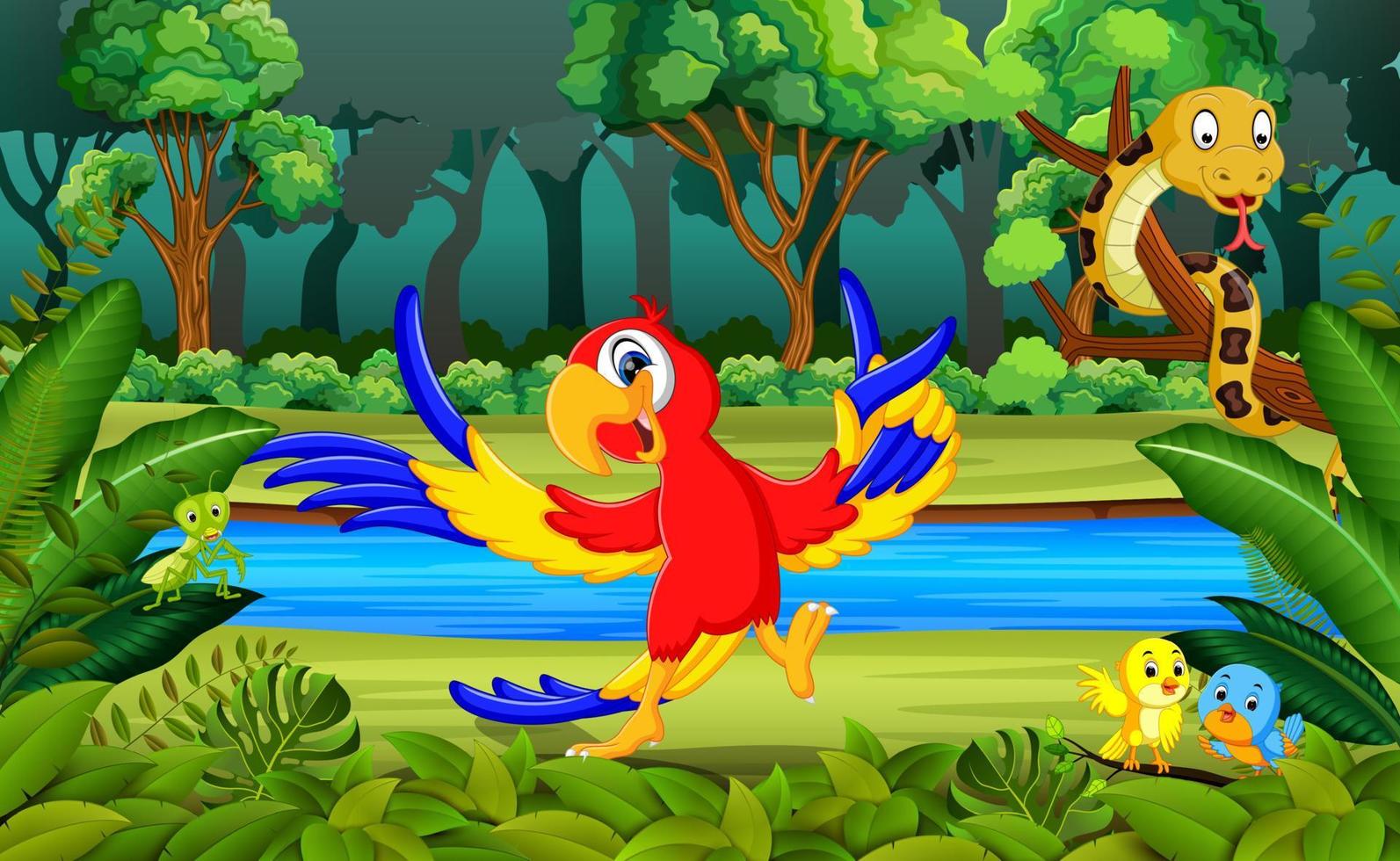 Parrot in the forest vector