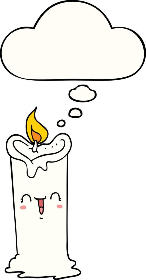 cartoon happy candle and thought bubble vector