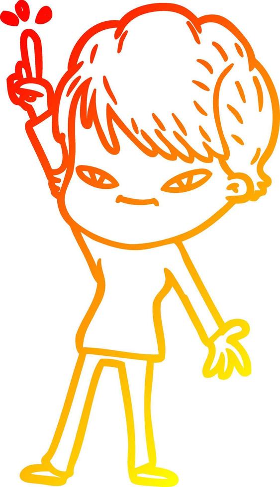 warm gradient line drawing cartoon happy woman vector