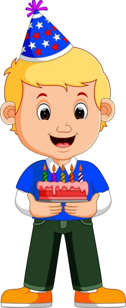 a smiling boy with cake vector