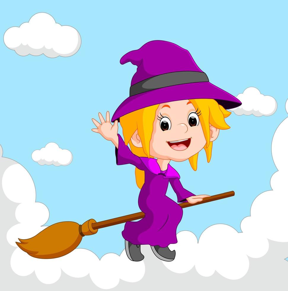 witch riding on a broom vector