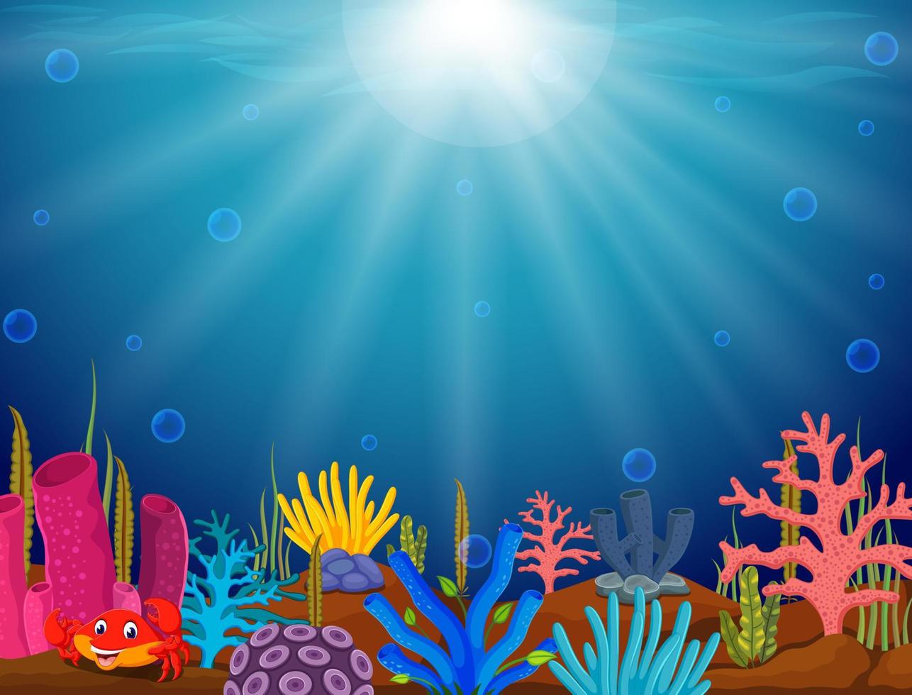 Underwater scene with tropical coral reef vector