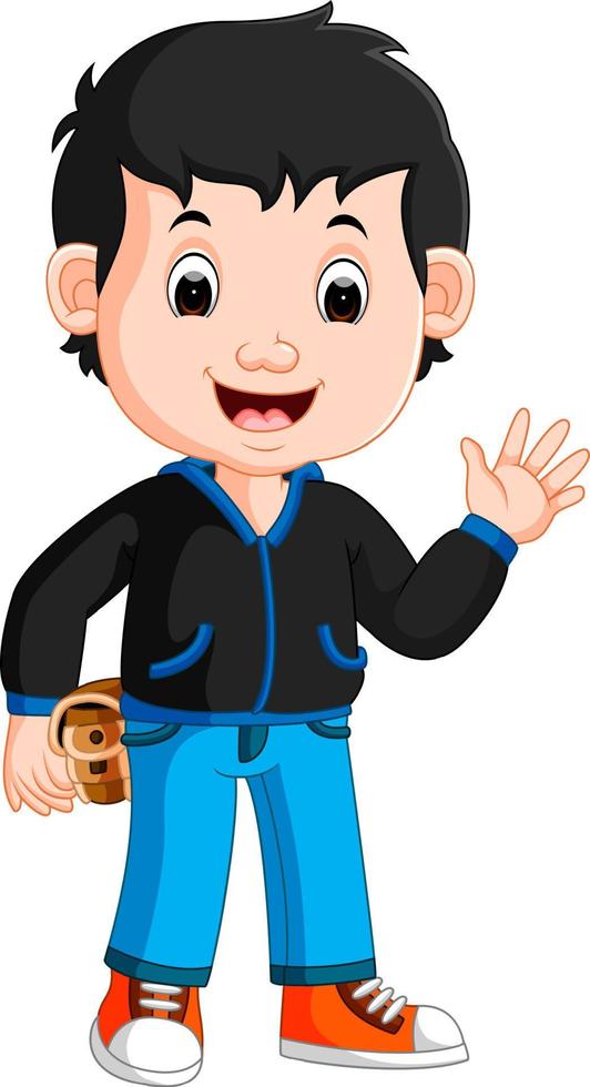 Cute boy cartoon good posing vector