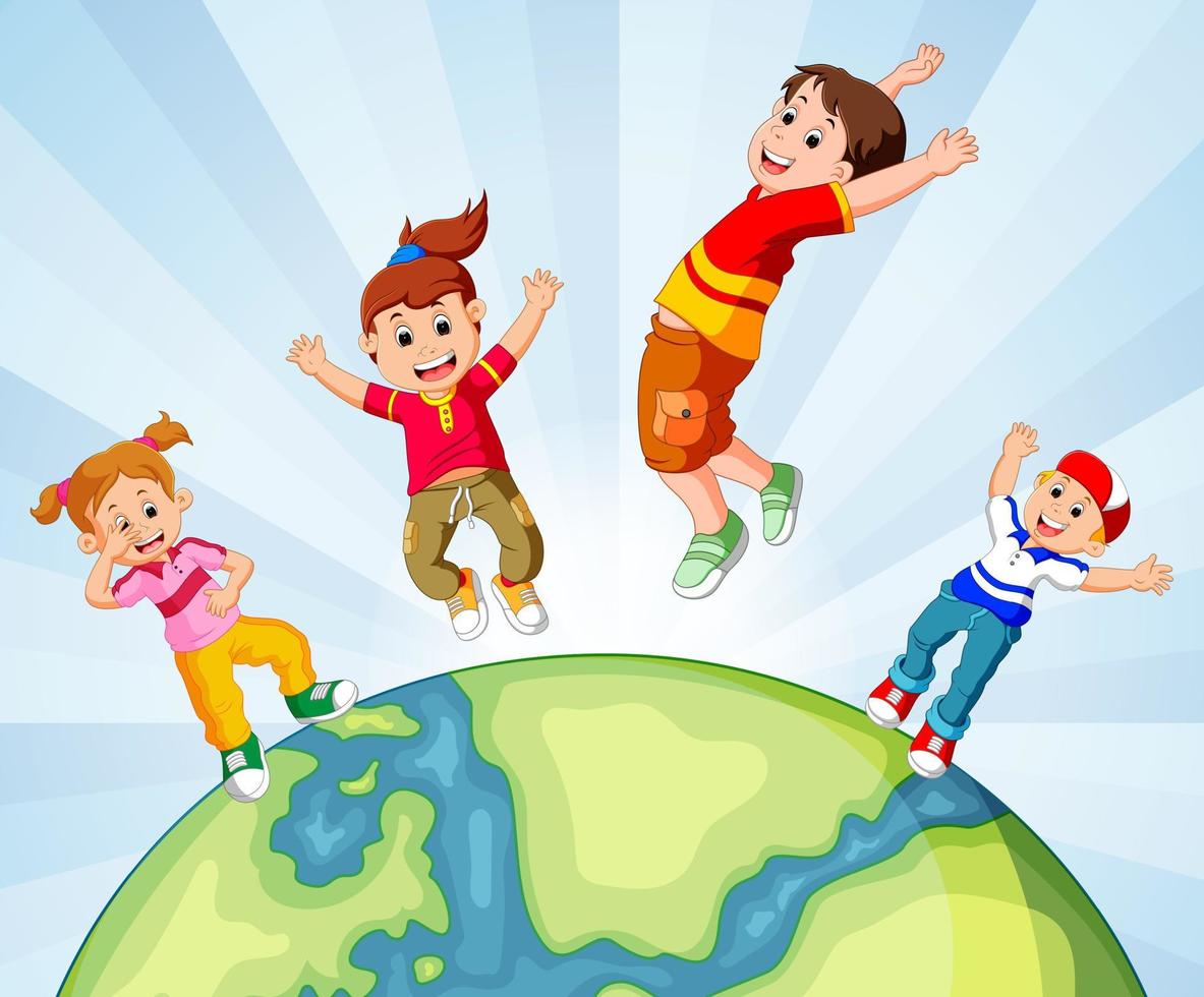 Children and the world vector