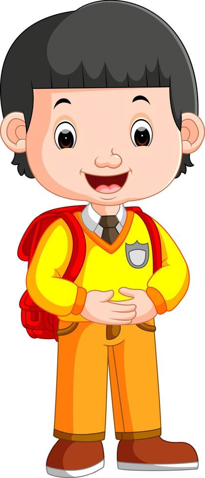 Cute boy go to school vector