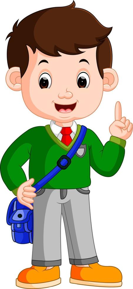 Cute boy go to school vector