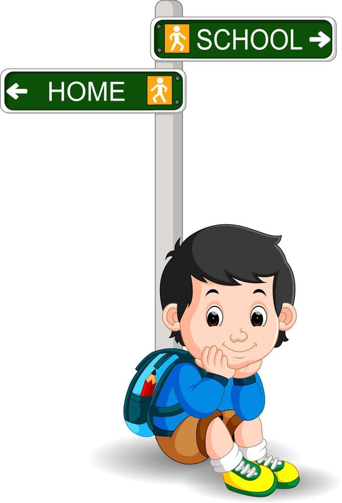 niño, con, señal, calle, caricatura vector