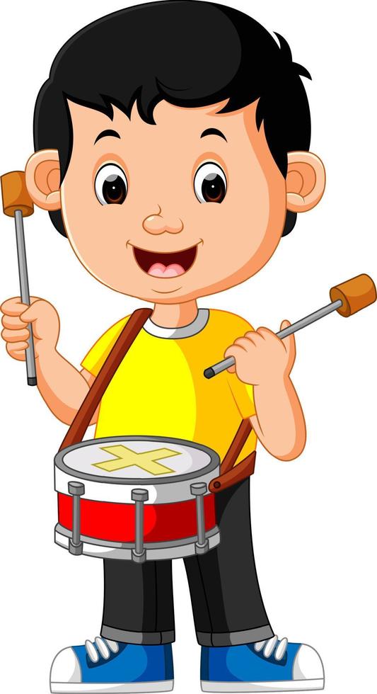 Kid Playing with a Drum vector