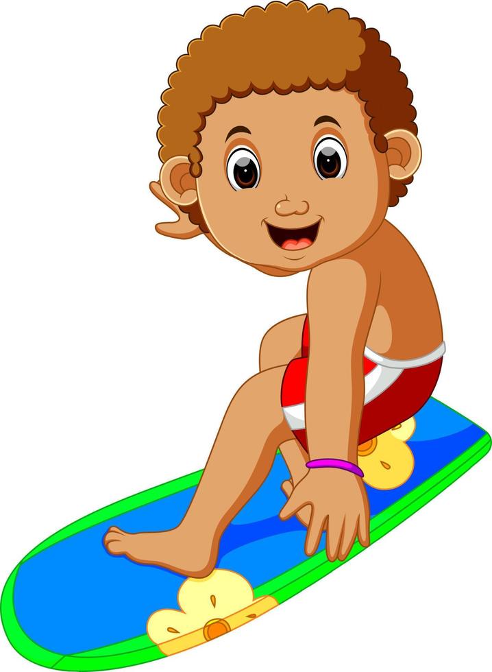 chico surfista de dibujos animados vector