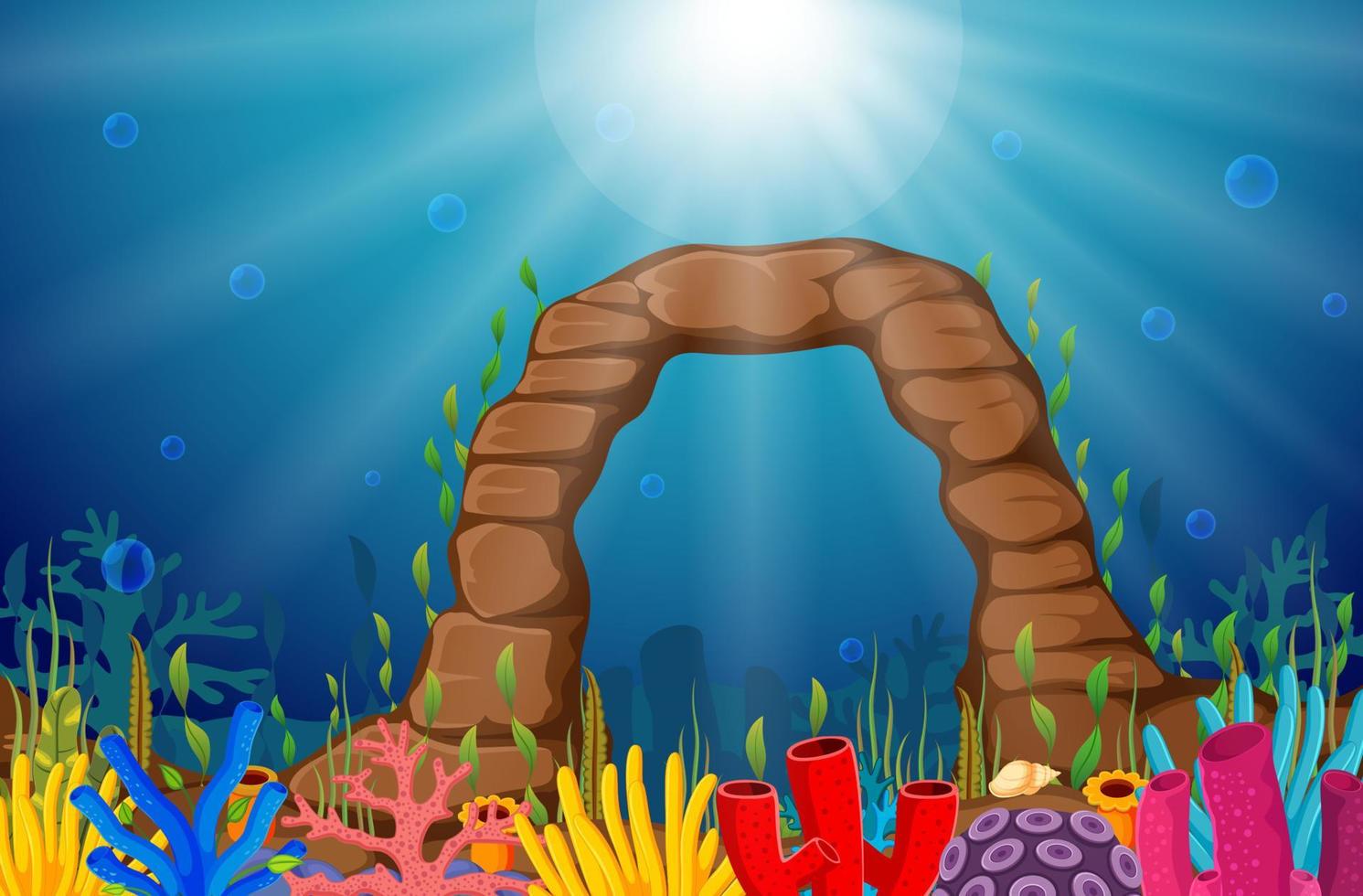 Underwater scene with tropical coral reef vector