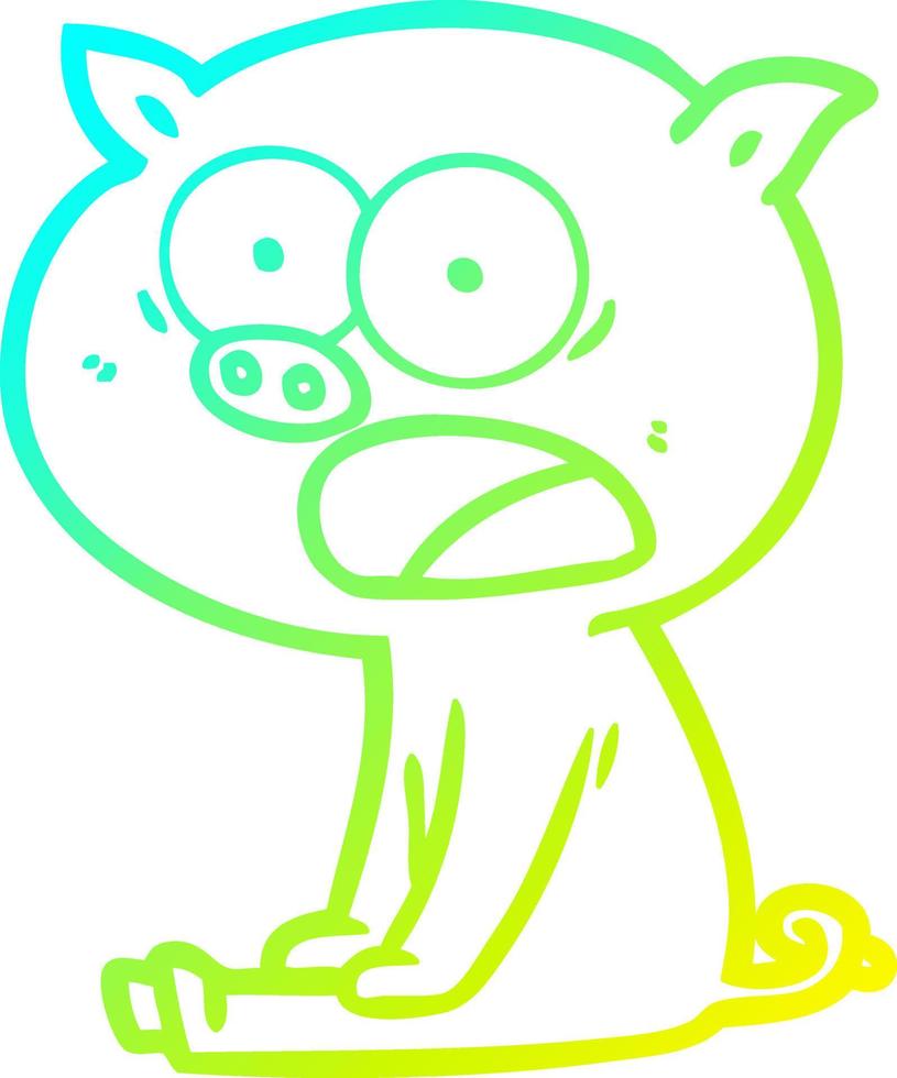 cold gradient line drawing cartoon sitting pig shouting vector