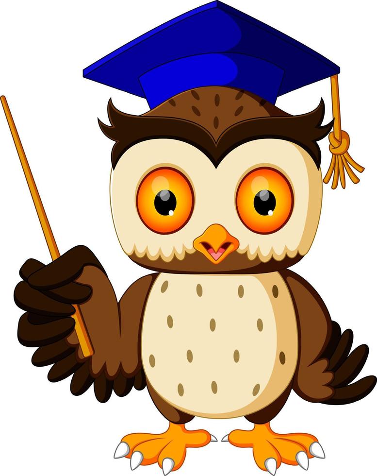 Cartoon of pointing wise owl vector