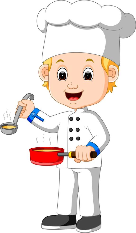 Cartoon chef with a ladle vector