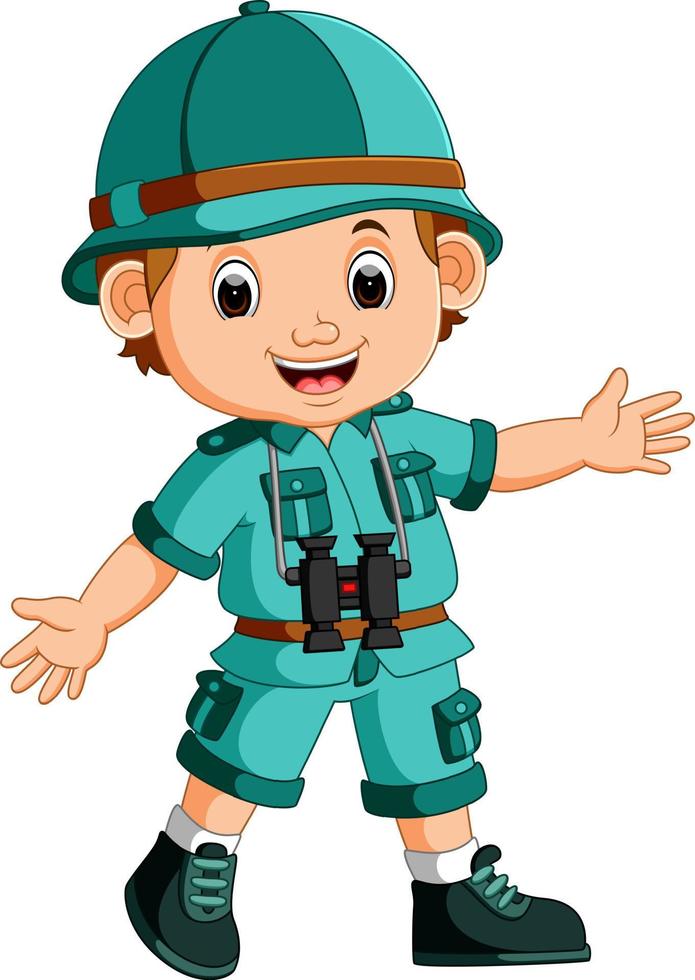 cute hiker with telescope vector
