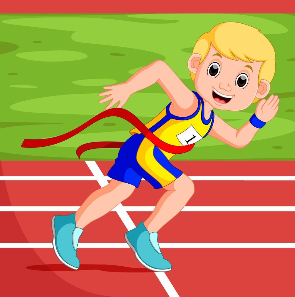 runner man winning a race vector