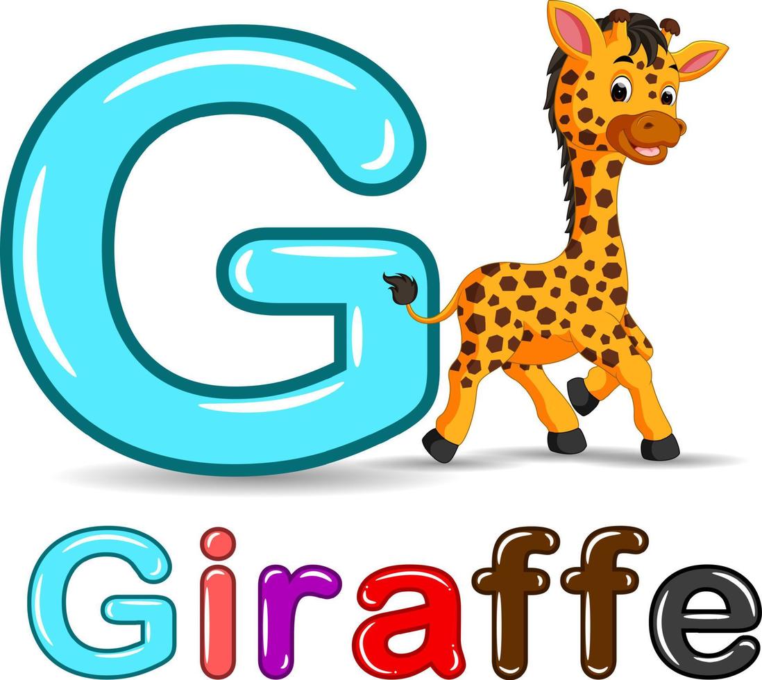 Cute giraffe and alphabet vector
